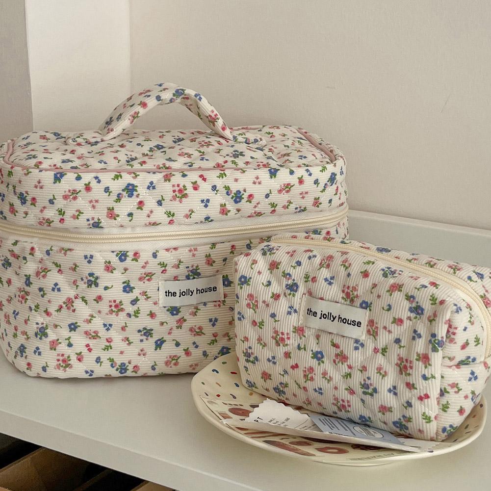 Tech Accessories Travel Bag - Trousse de Maquillage Matelassée Florale Vintage,